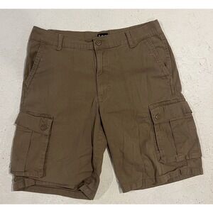 Lee Cargo Shorts Men's 32 Khaki Cotton Blend Hiking Athletic Pockets RipStop